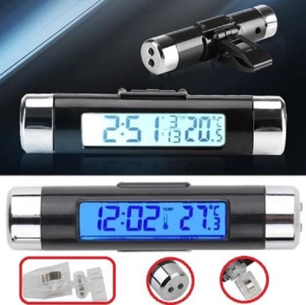 термометър и часовник за кола с голям дисплей със синя подсветка ...