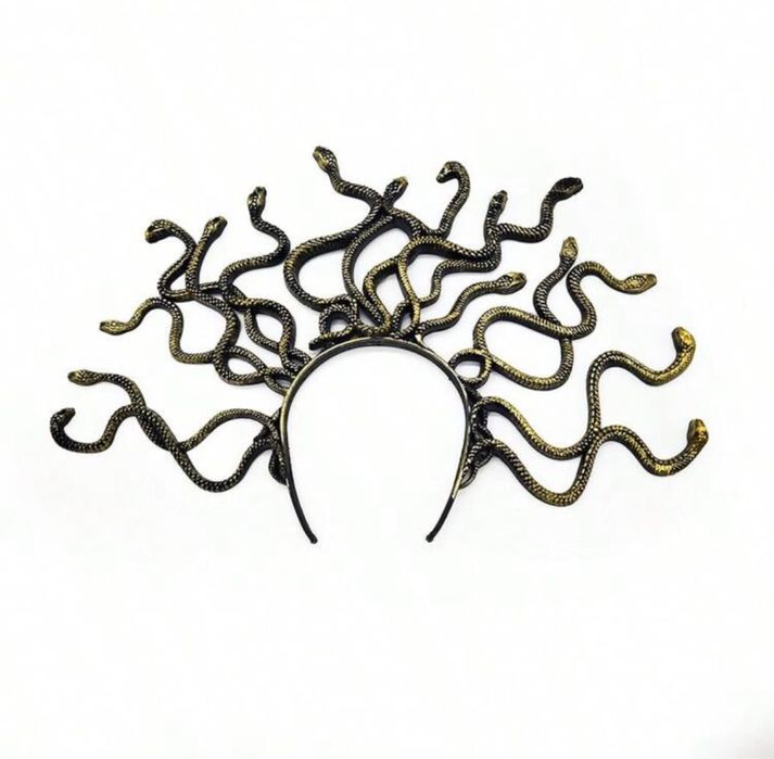 Тиара на Горгона Медуза в черно и златисто
