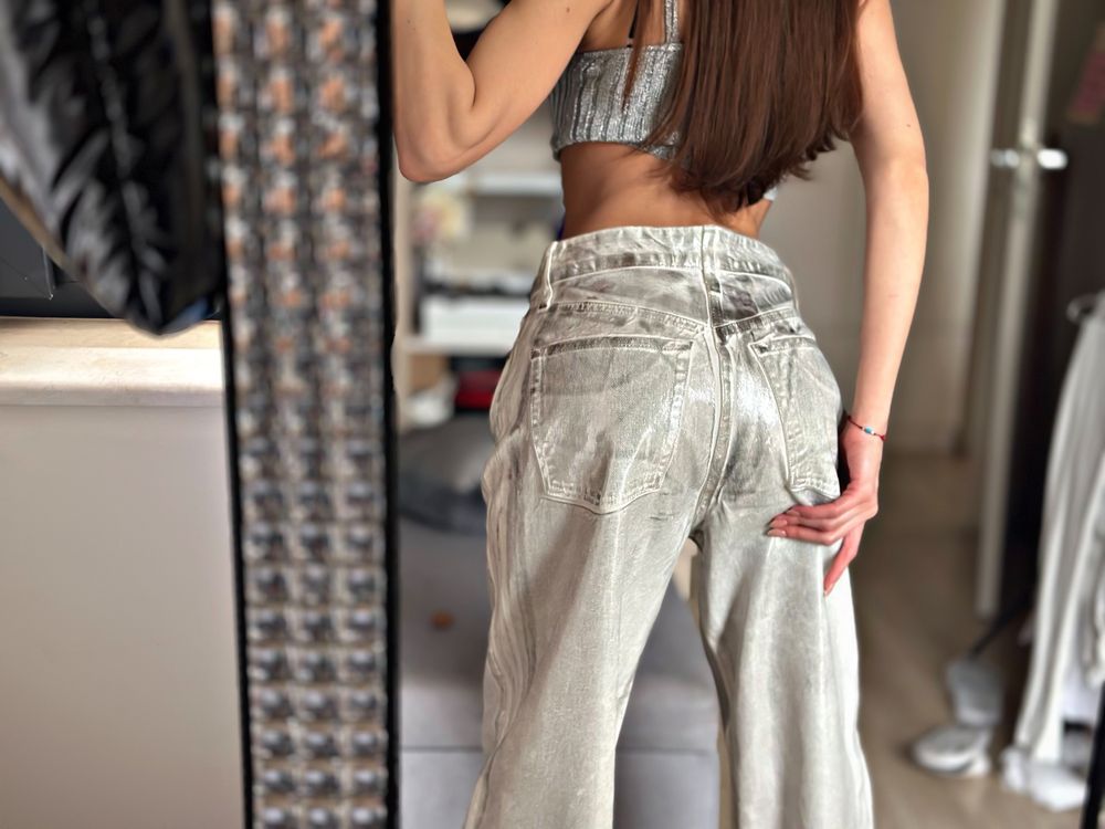 Silver denim Zara