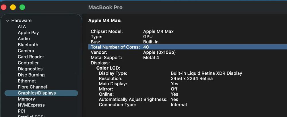 MacBook Pro 16" M4 Max 16‑core CPU/64GB RAM/2TB SSD/AppleCare+