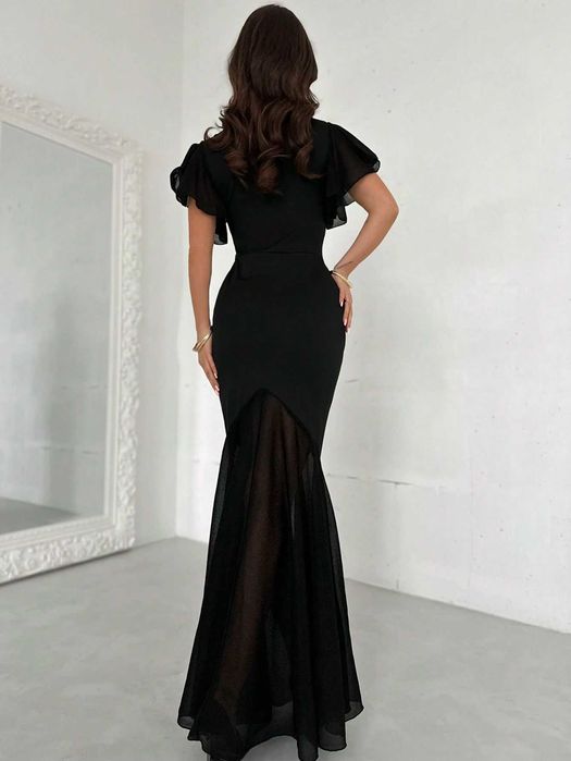 Черна рокля по тялото, Дълга рокля, Дълга черна рокля, Елегантна рокля