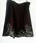 Fusta bumbac maro cu broderie verde  , H&M ,46