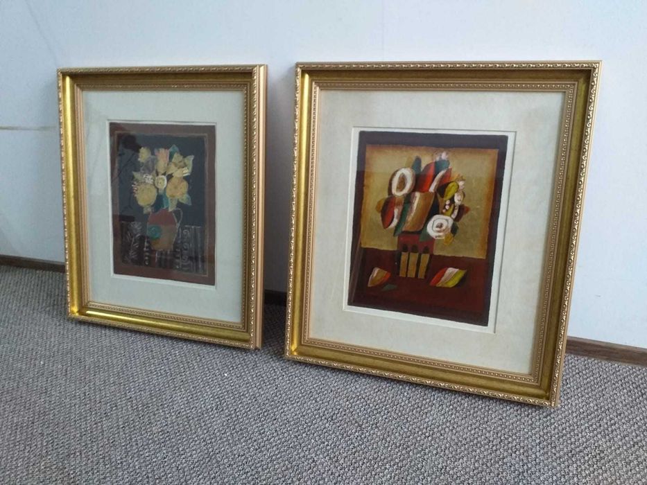 Corneliu Petrescu-colectie 5 tablouri, semnate, ulei, tehnica mixta