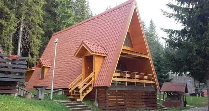 Cabana stil A-Frame si case din structura de lemn