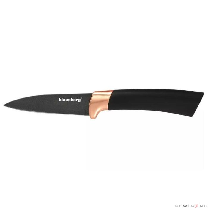 Set cutite de bucatarie cu suport, negru,inox, 6 piese, Klausberg