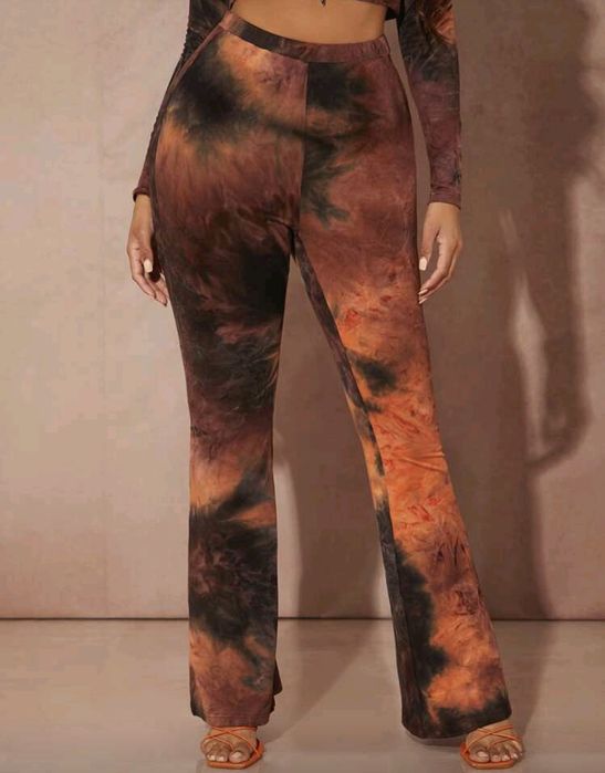 Pantaloni talie înaltă maro