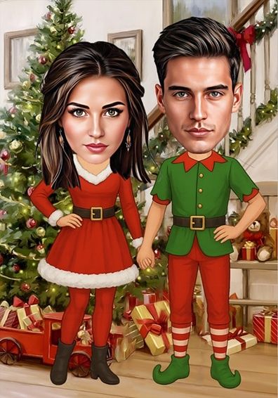 Карикатура по снимка за Коледа! Уникален подарък за любим човек!