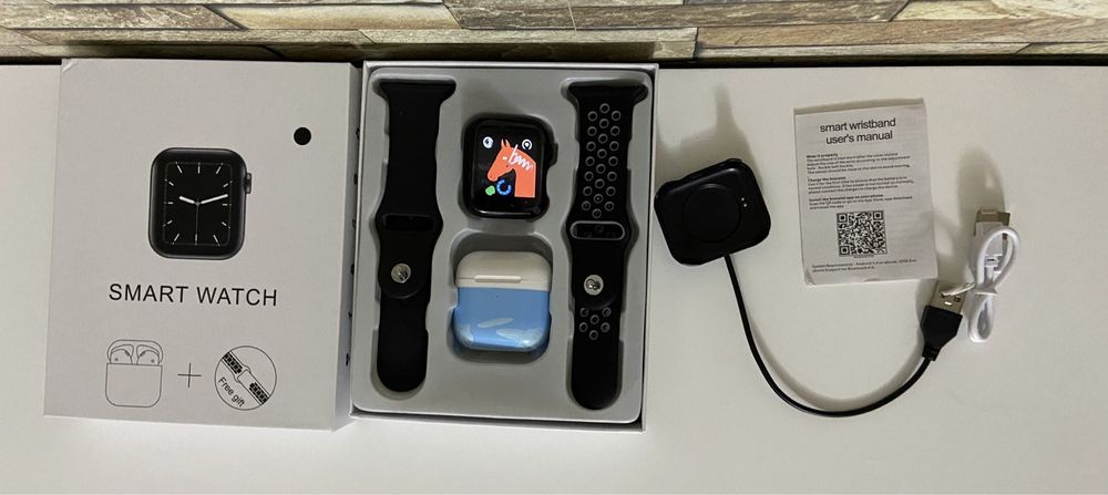 Ceas Smartwatch + Casti Bluetooth