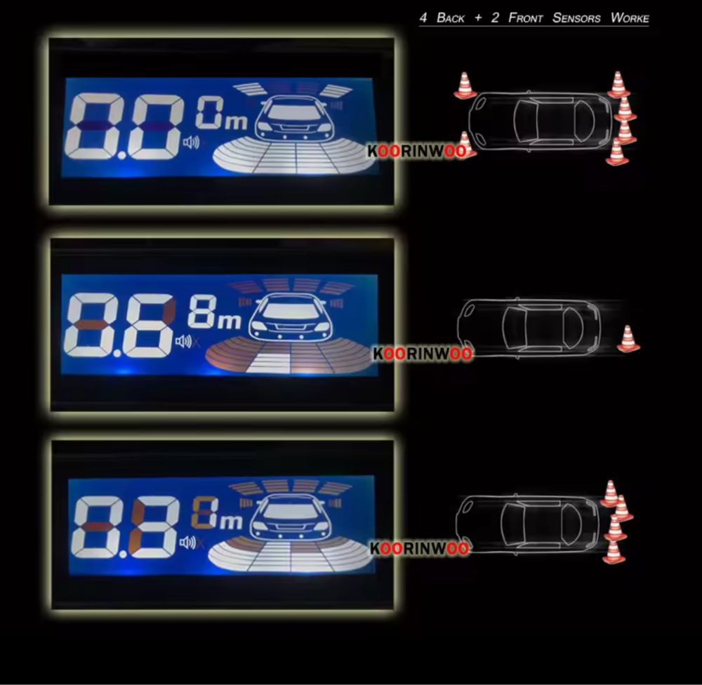 Senzori parcare fata si spate individuali cu display 6 senzori