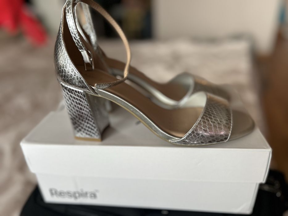 Sandale GEOX D New Eraklia 80, marimea 39, argintiu metalic, NOI