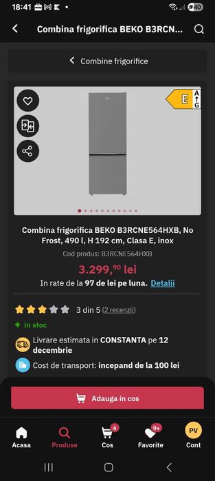 Combina frigorifica Beko NeoFrost, impecabila