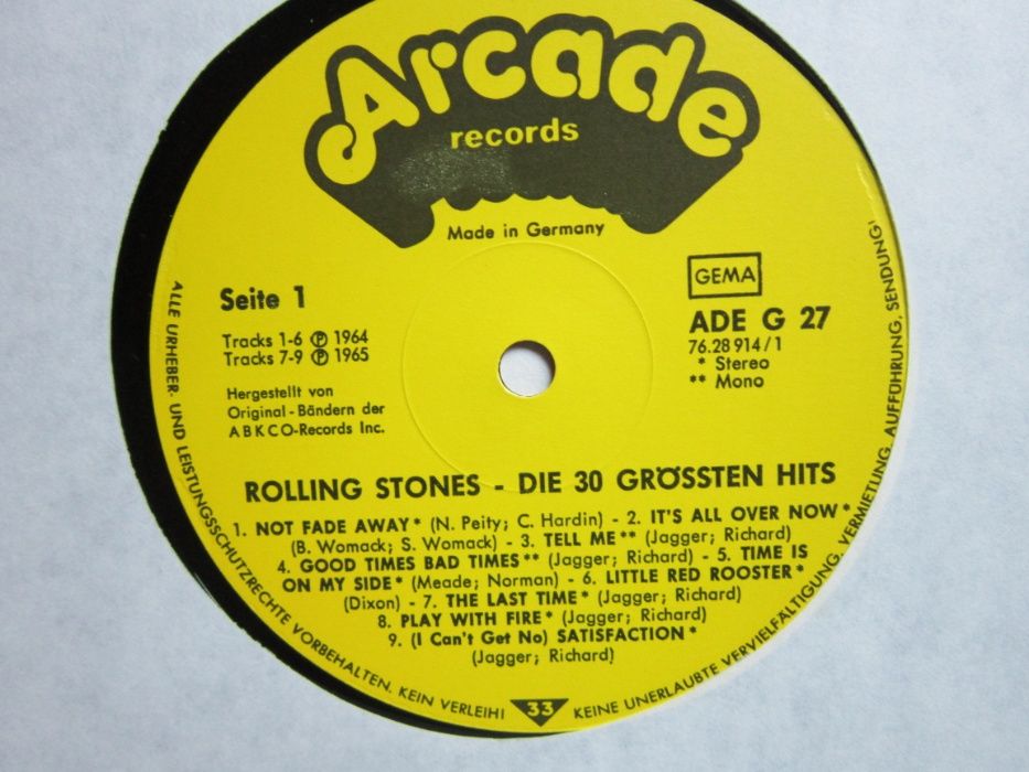 vinil Rolling Stones -Die 30 Hits In Originalaufnahmen-Germany'77