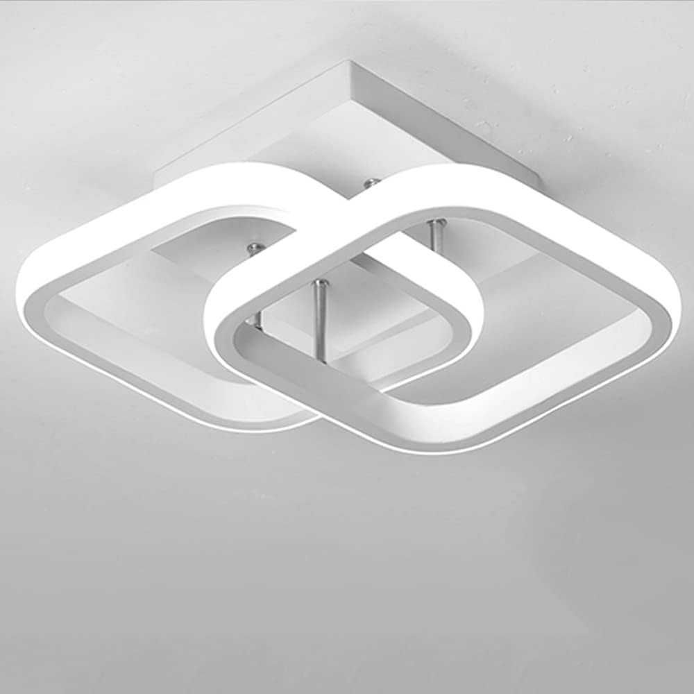 LED плафониера абажур 22W 2 форми, Квадратни,Топла светлина 3000K, Бял