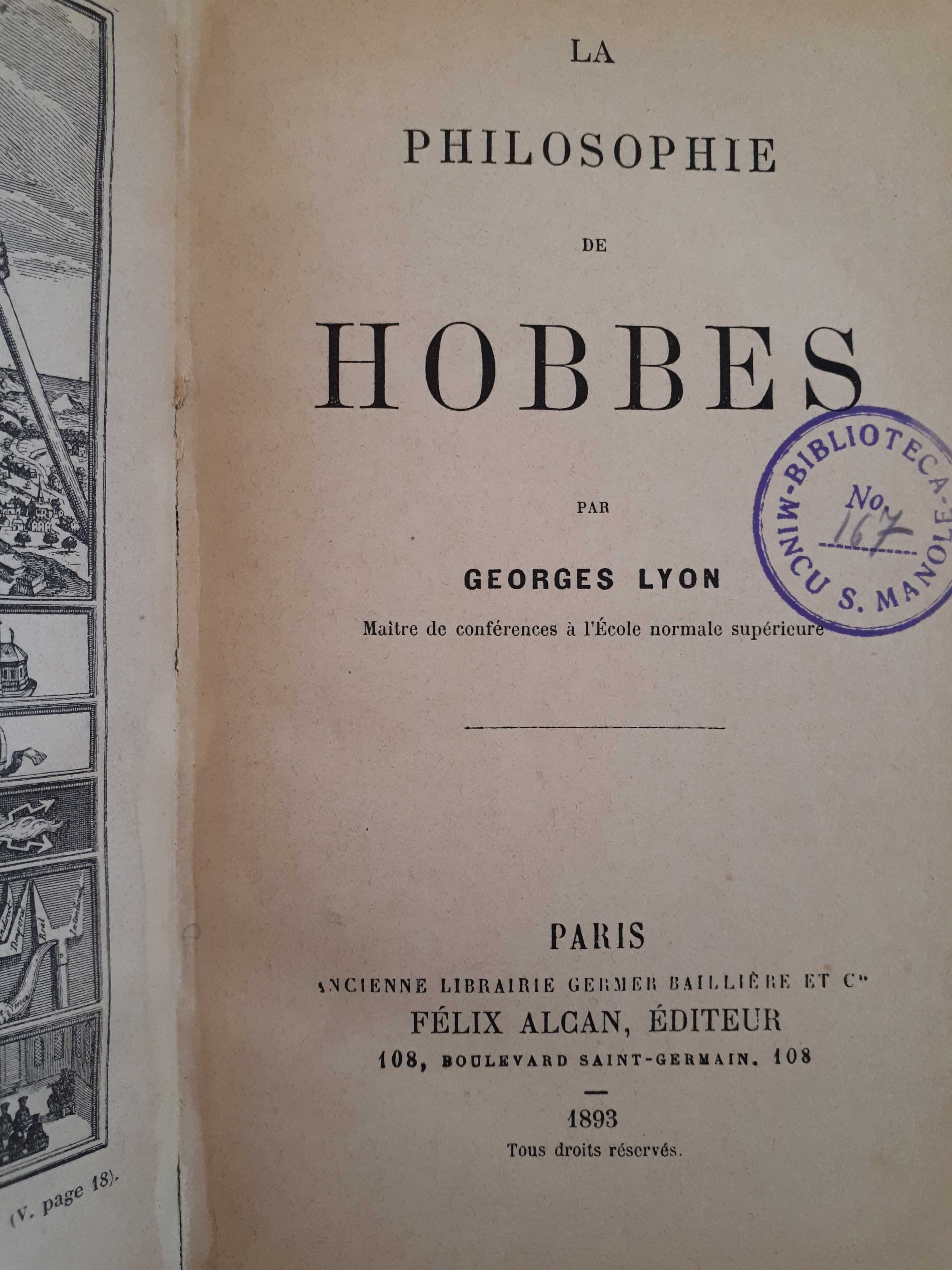 La Philosophie de HOBBES, par Georges Lyon, Paris, 1893