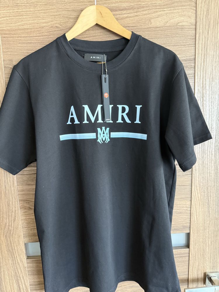 Tricou Amiri Blue Logo,Marimea L,Calitate PREMIUM