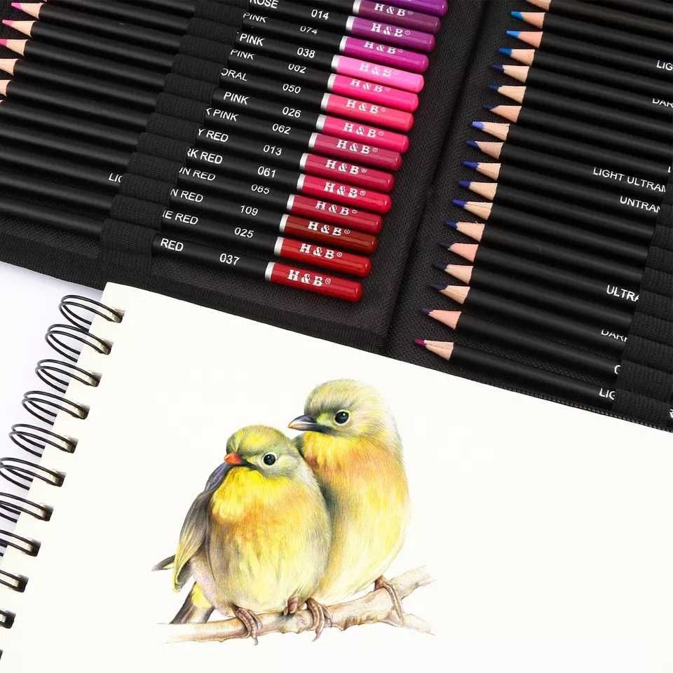 Set creioane pentru desen schite 148 piese colorate cu carti colorat