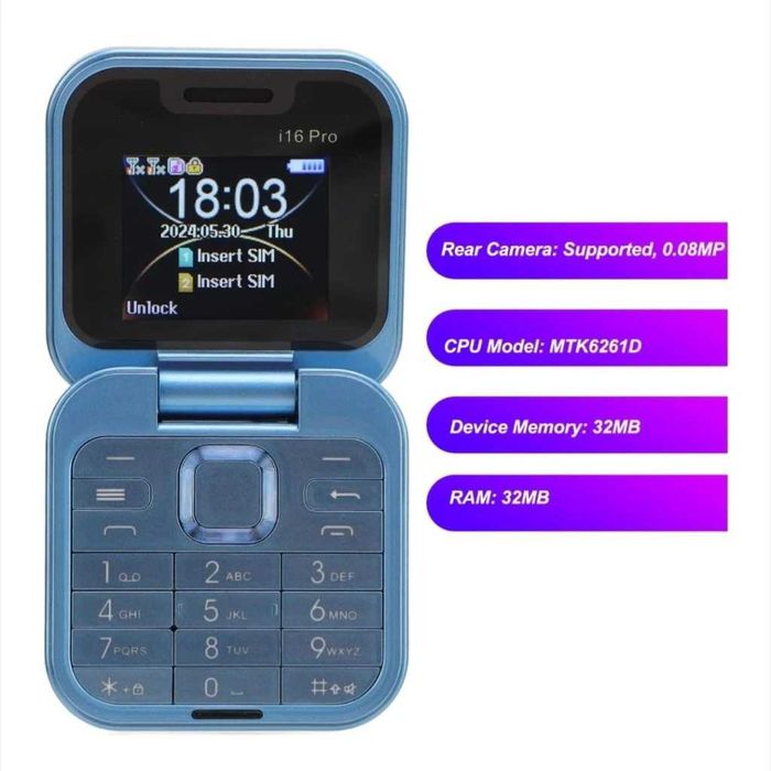 Сгъваем телефон i16 Pro Dual SIM 2G бг меню