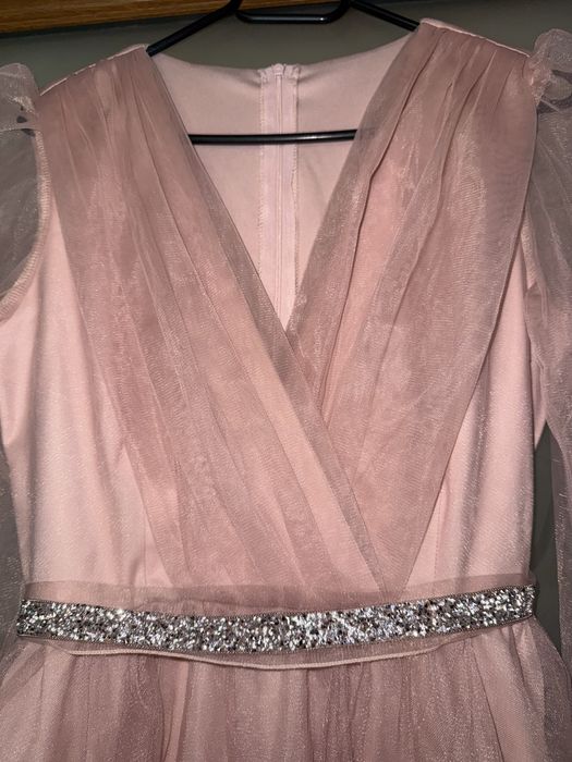 Rochie midi de ocazie, roz prafuit, 3XL(46)