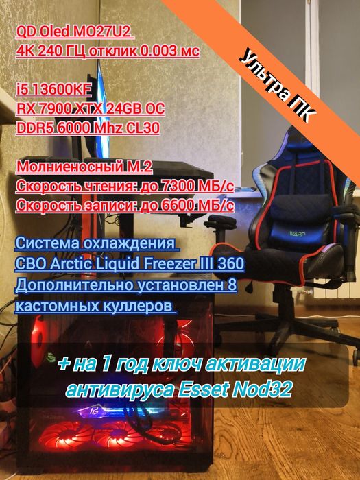 Полный комплект ПК , QD-Oled 4K , RX 7900 xtx , i5 13600KF , Razer мыш