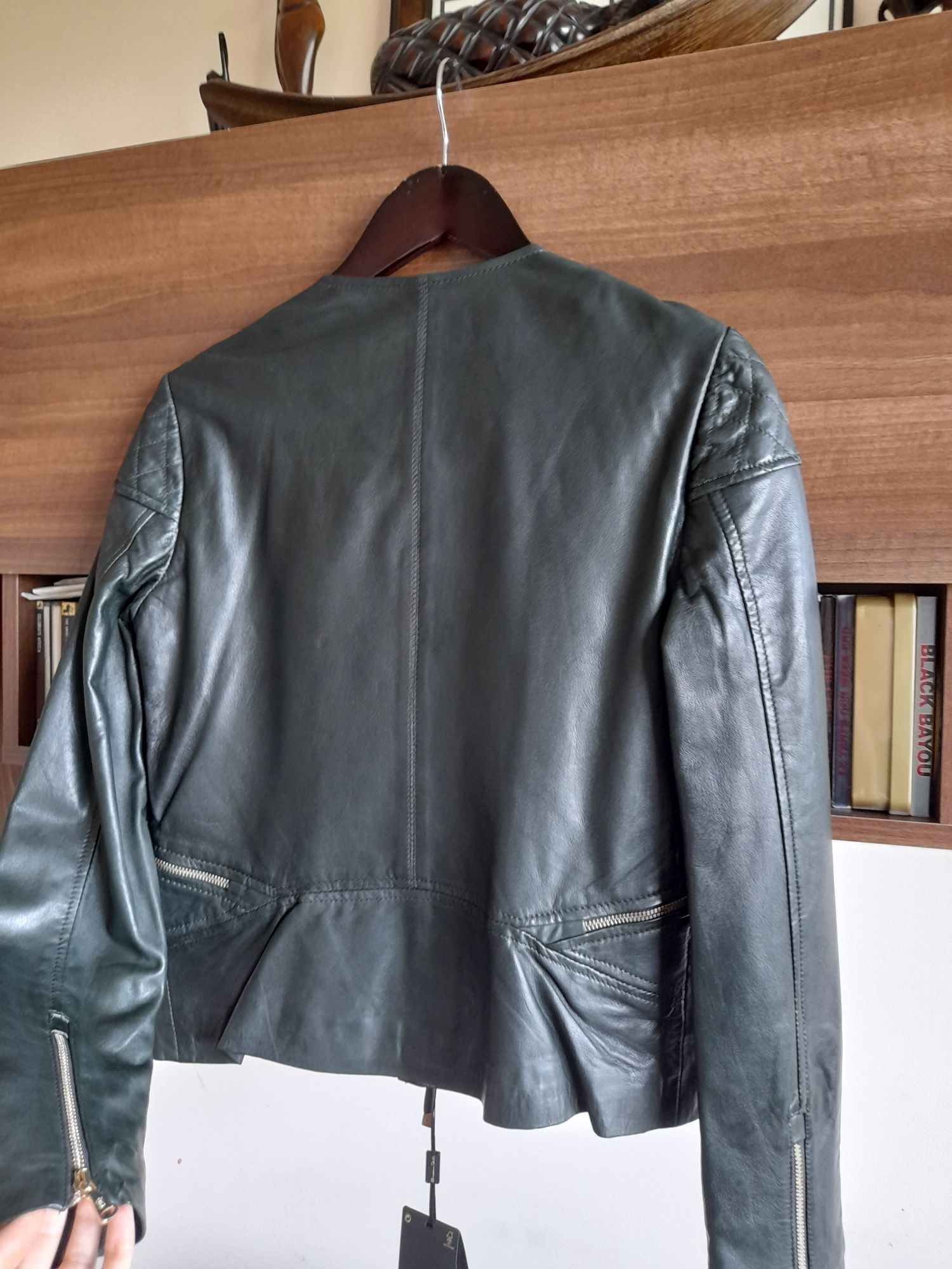 Jacheta din piele naturala Massimo Dutii, verde brad, 38