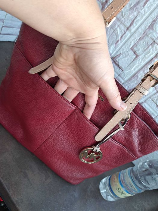 дамска чанта,Michael Kors,кожена торба-червена естествена кожа