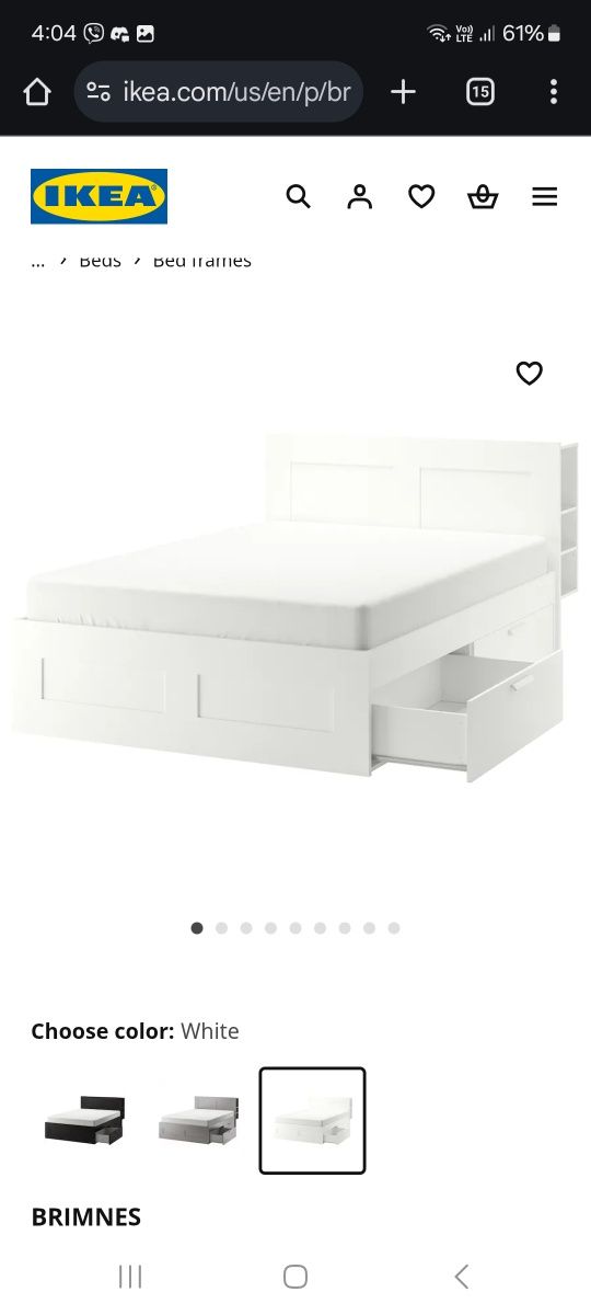 Легло BRIMNES King size Ikea и Матрак HYLLESTAD Икеа