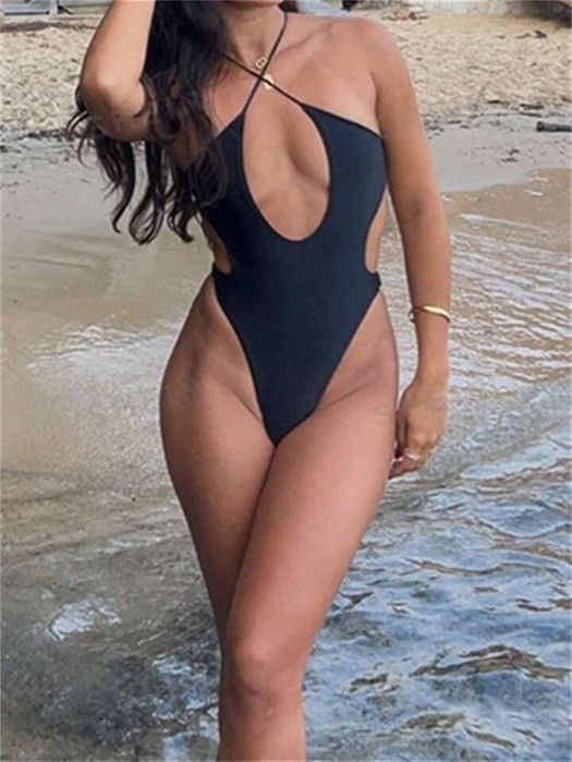 Costum de baie intreg negru fashion