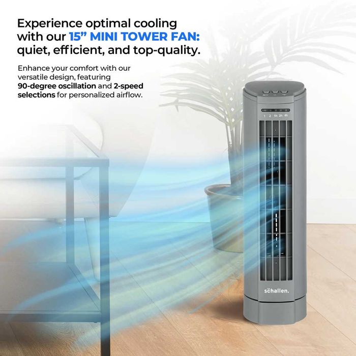 Schallen 15"  охлаждащ тих осцилационен настолен мини кулов вентилатор