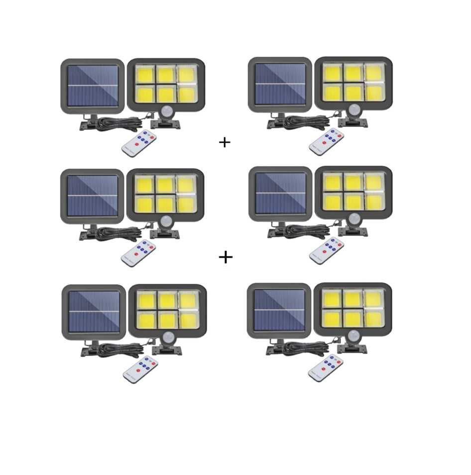 Set 6 Proiector Led Solare cu Senzor de Mișcare și Telecomandă, 250W