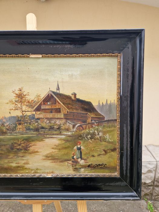 Превъзходна антикварна майсторска картина масло върху платно