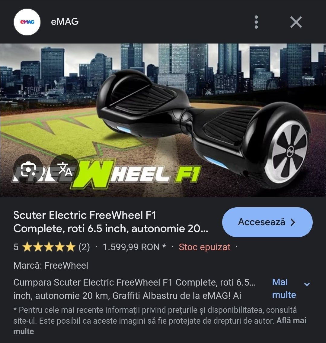 Vând Hoverboard FreeWheel F1