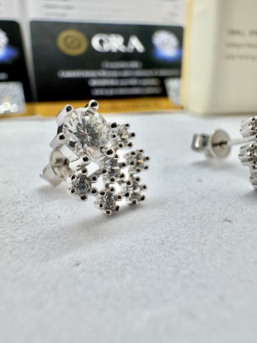 Сребърни обеци с мойсанит (Диамант) 0.5 карата