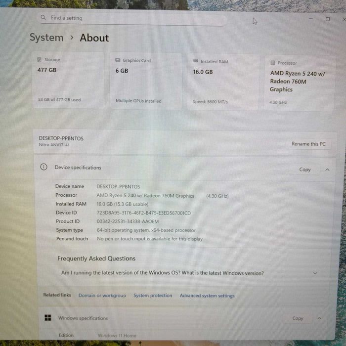 Acer Nitro V 17 AI Ryzen 5 240 RTX 4050 SSD 512GB RAM 16GB | TrueGSM