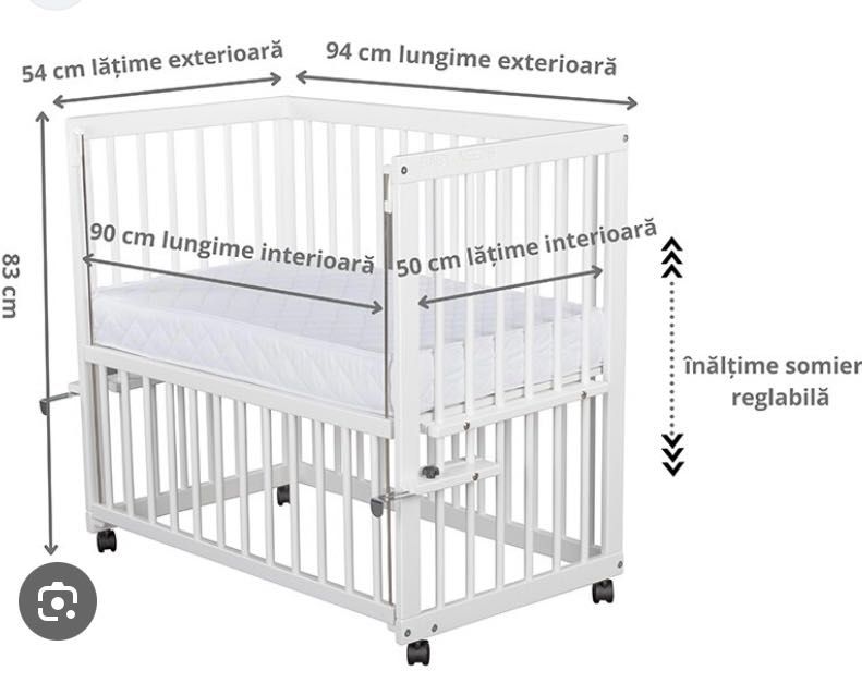 Patut_lemn & roti_BabyNeeds Dalia, Alb