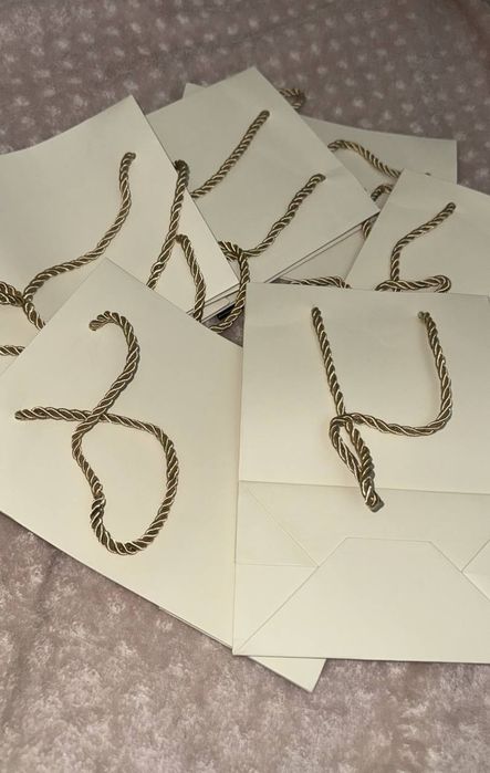 Пакеты бежевые с тканевыми ручками