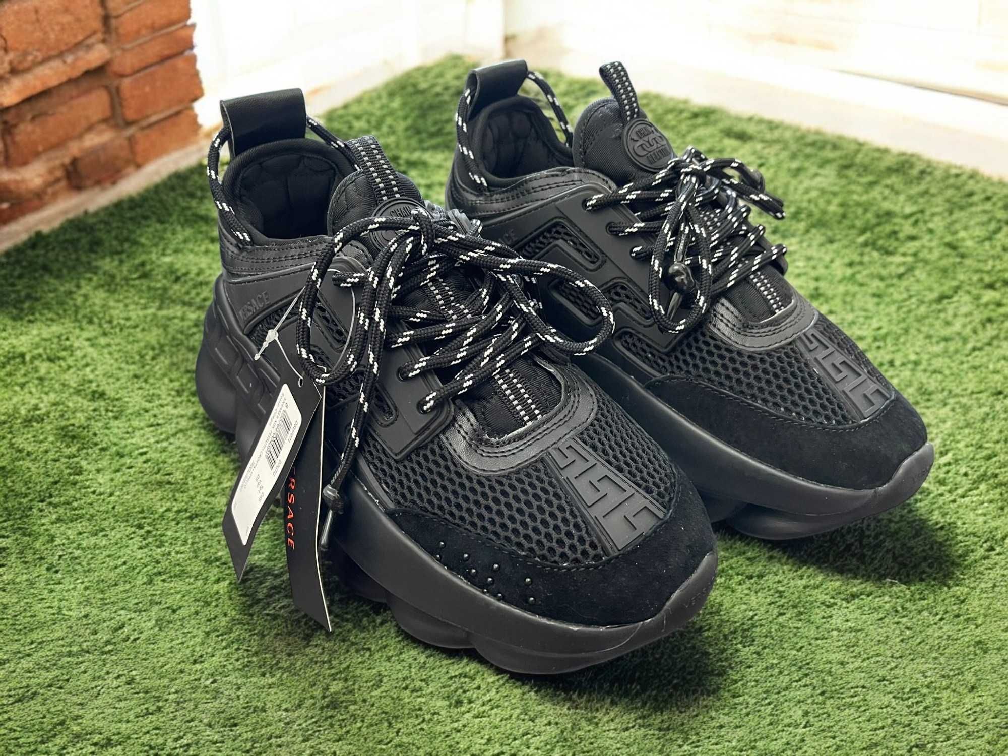Adidasi Versace Chain Negru - Adidasi Premium Full Box Piele naturala
