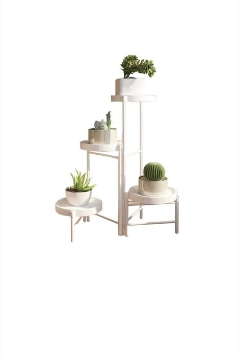 Метална бяла етажерка за цветя /цветарник/
