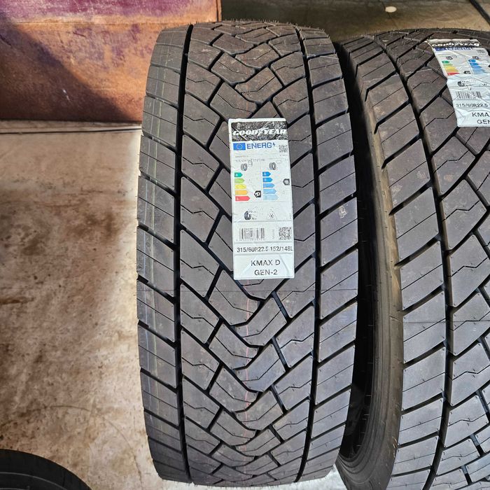 4 Нови тежкотоварни гуми 315/60R22.5 Goodyear KMax D Gen-2 DOT2025