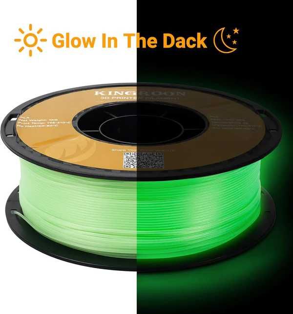 Светещ KINGROON PLA Filament GLOW IN DARK Филамент за 3D Printer