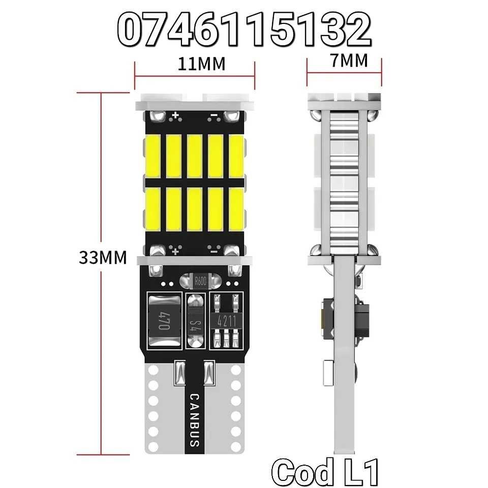Bec LED Pozitie-Numar-T10 W5W-CANBUS-1000Lm-26 LED-6000K-Multimarca-L1