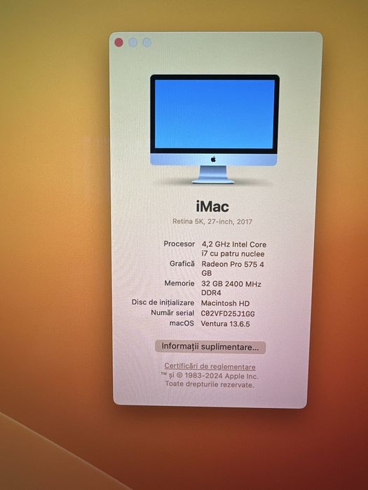 Vand iMac i 7 procesor 4,2 Gh grafica Radeon Pro 575 4 g