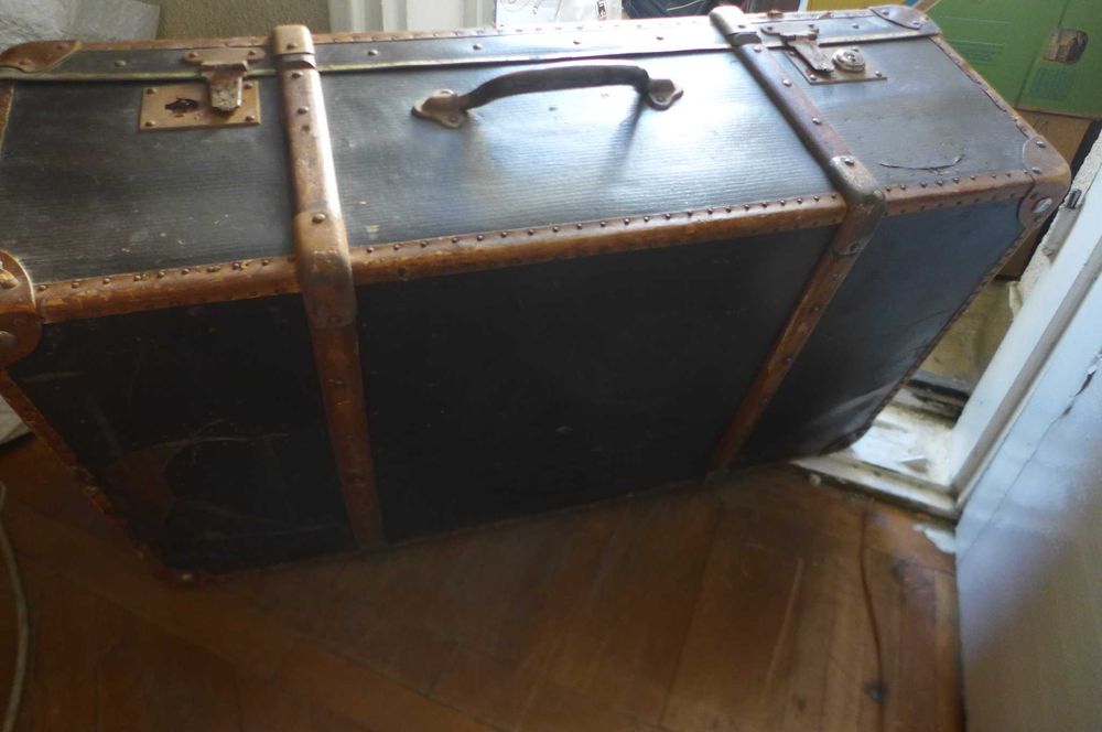 Geamantan Vechi Retro Vintage Cufar Lemn Carton Piele Metal 70/40cm