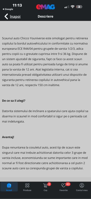 Scaun masina chicco younivers fix 9-36 kg