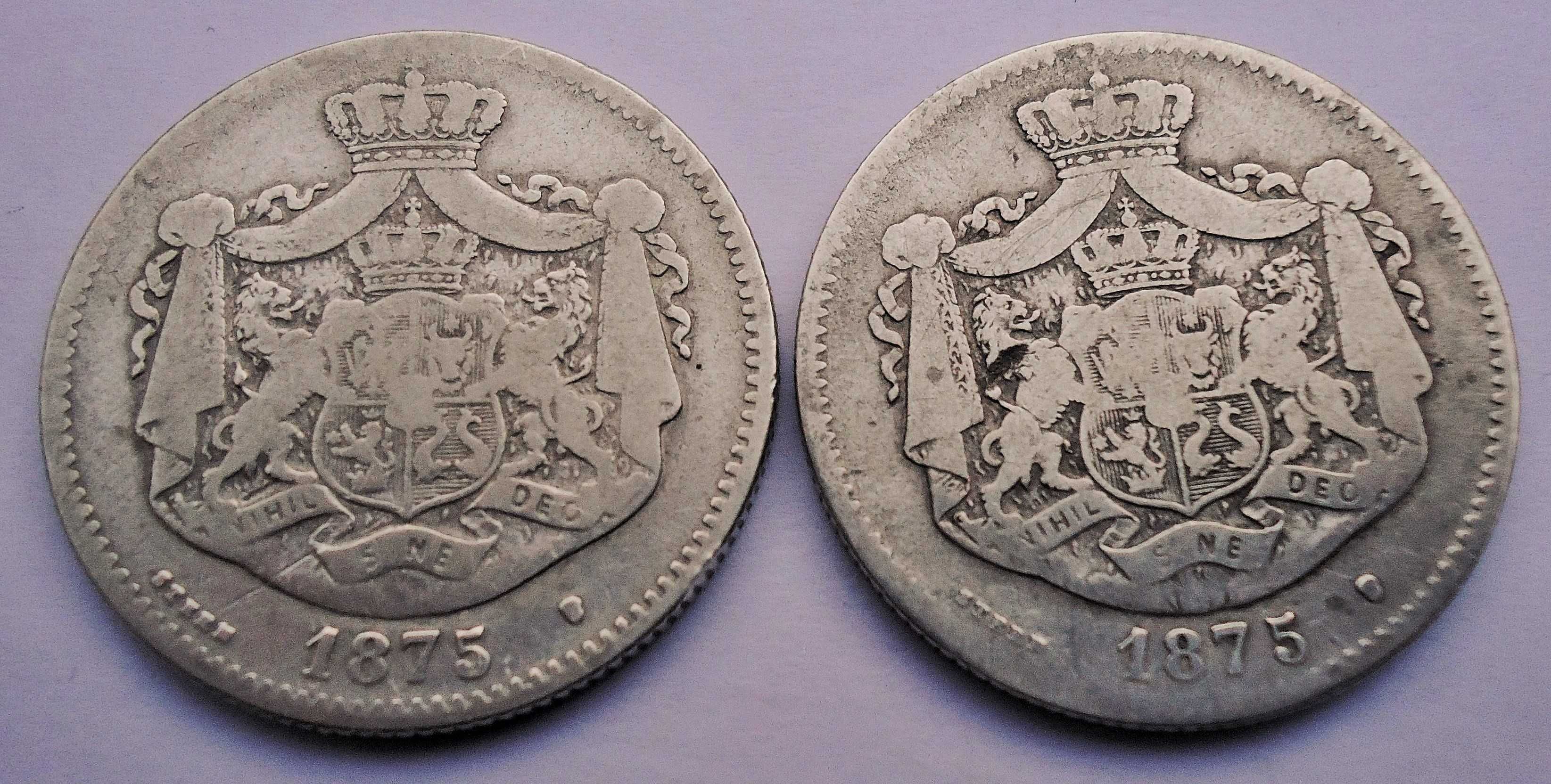 Monede din argint 2 lei 1875 România regele Carol I