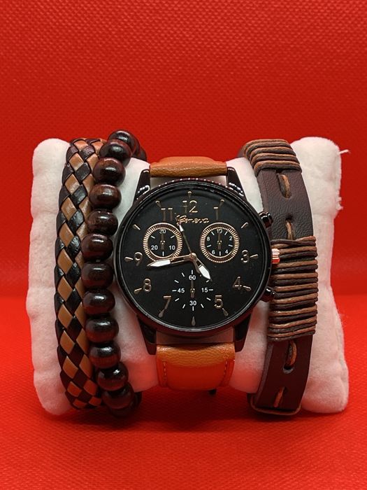 Set cadou ceas barbatesc Geneva + 3 bratari