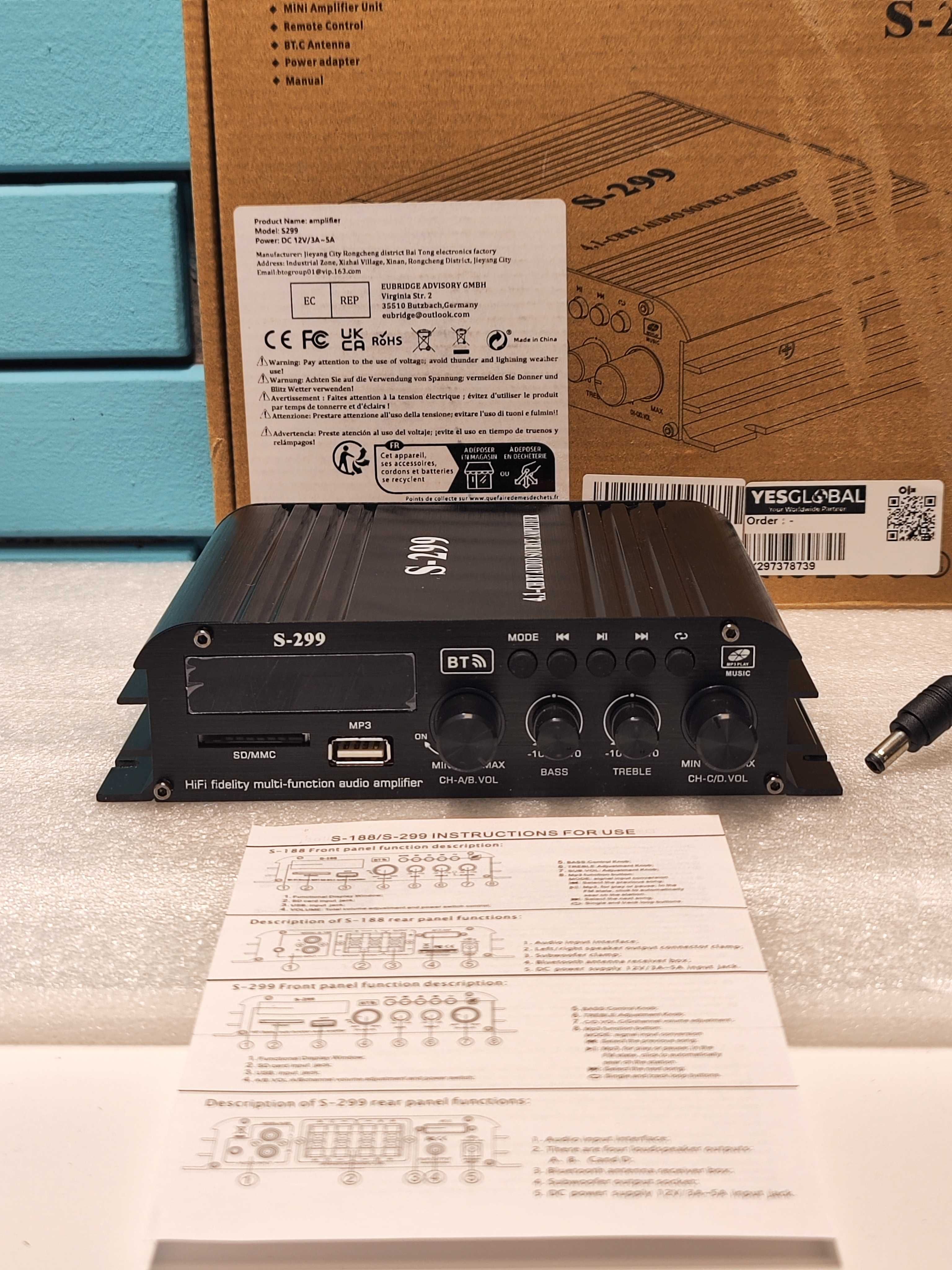 4.1-канален усилвател 1600W, Bluetooth 5.0, с USB и TF слот