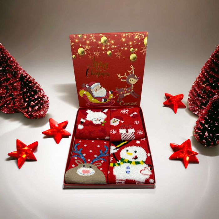 Sosete din bumbac cu decoratiuni de Craciun pentru copii, 1-12 ani