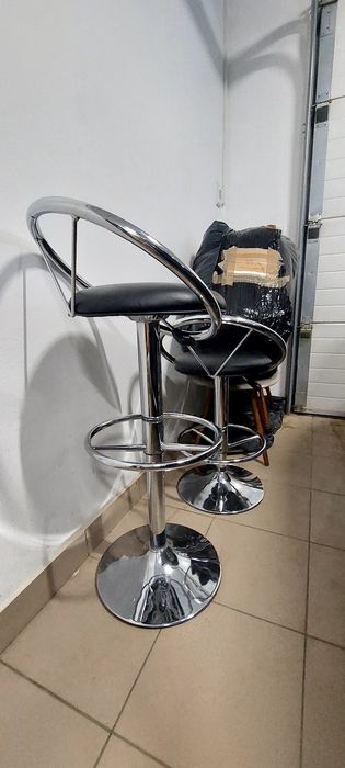 Scaune de bar din inox și piele