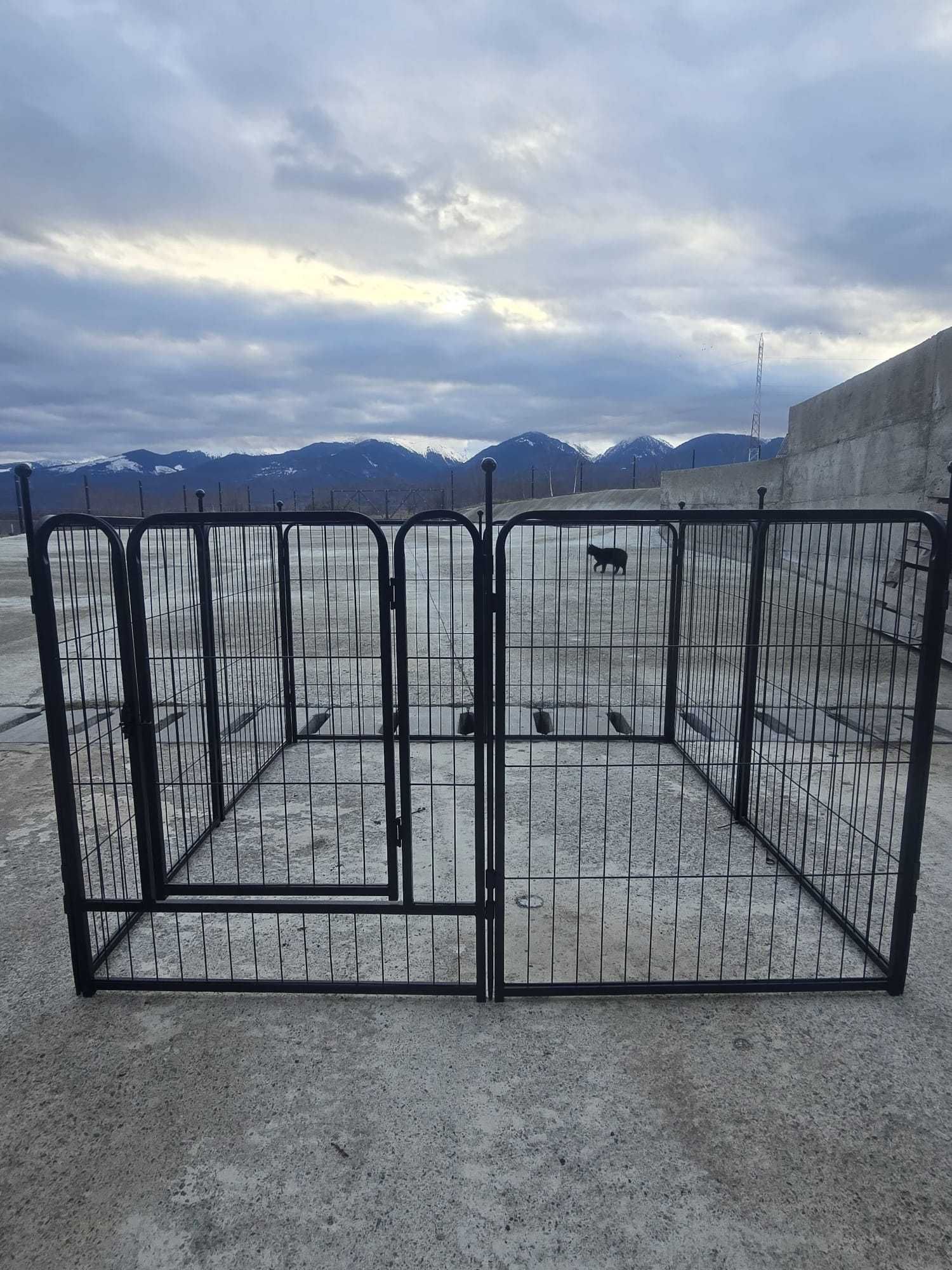 Tarc pentru caini, 8 elemente, 68 x 80 cm, metal, Negru