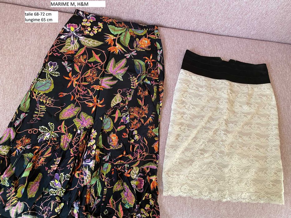 Lot fusta mini sau midi marime S sau M carouri pliuri femei dantela